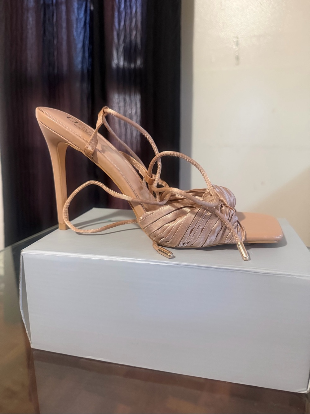 Ruched Wrap-Strap High Heel Sandals - Blush